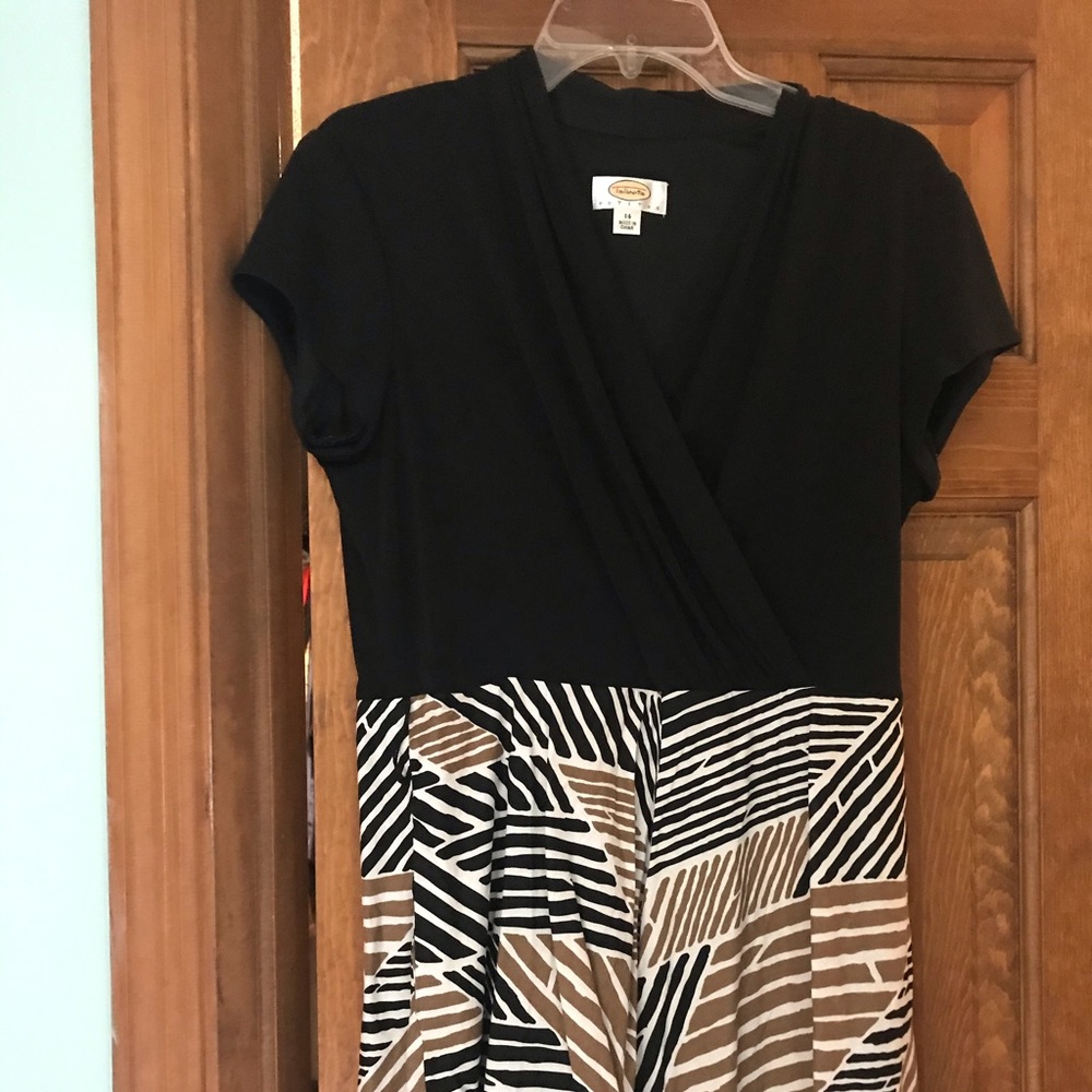 Talbots Size 14 Black/Leopard print Dress